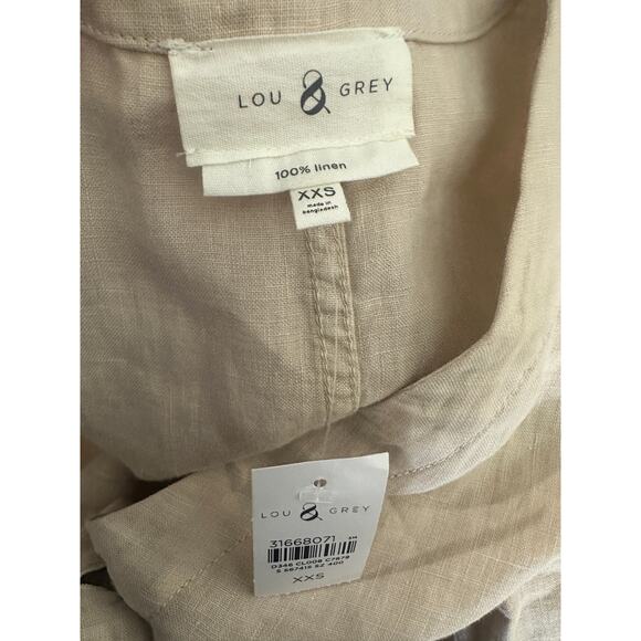 NWT Lou & Grey 100% Linen Dress Midi Maxi SS Tan Beige Button Front Size XXS - Picture 9 of 11